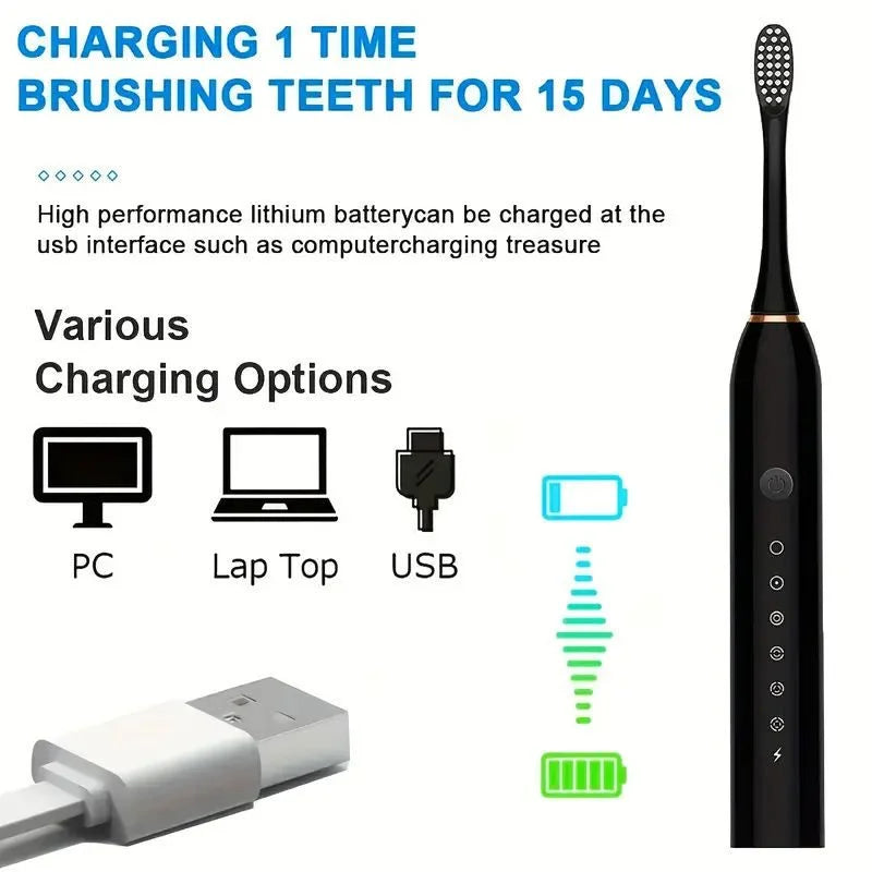 Rechargeable Sonic Cleaning Toothbrush with Soft Bristles